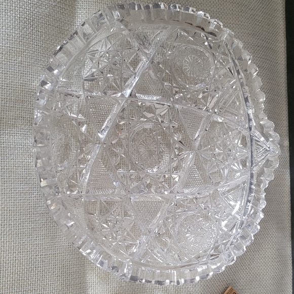 ABP Sawtooth American Brilliant Cut Glass Crystal Bowl/Candy Dish 7" - Picture 2 of 10